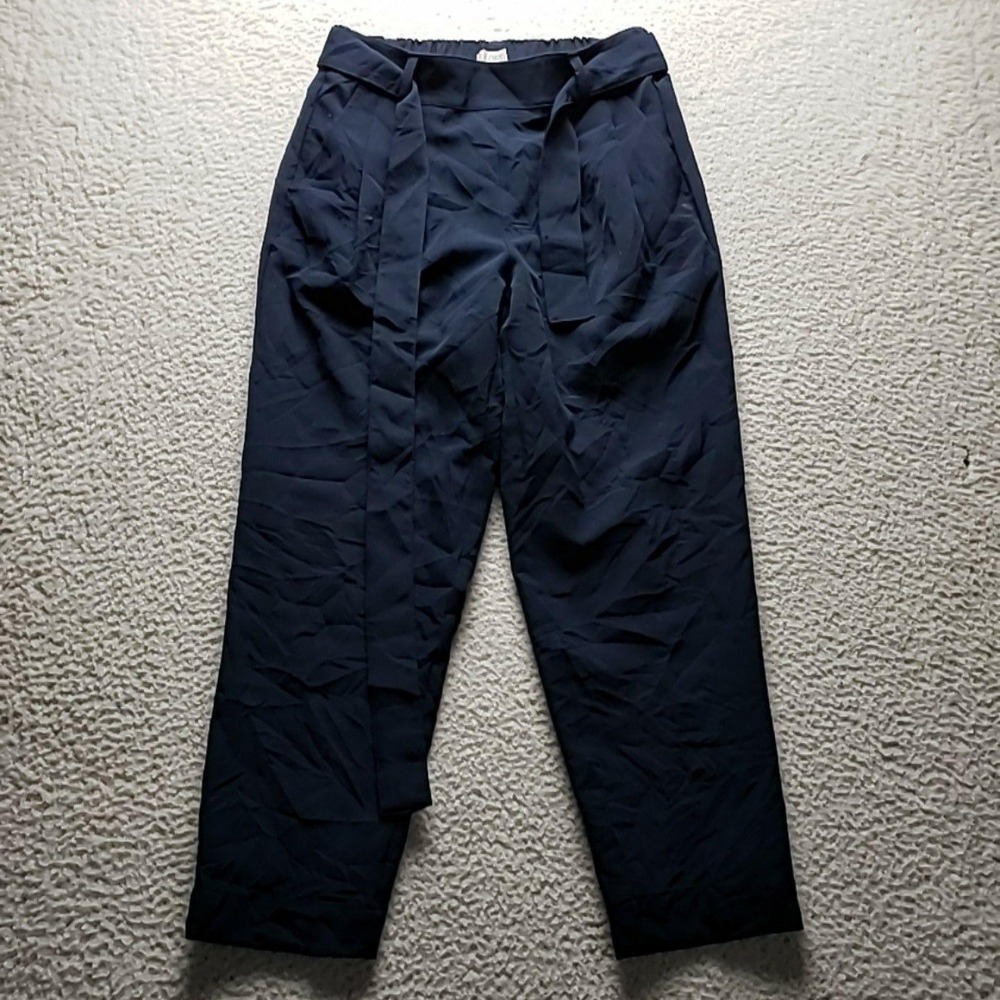LOFT Outlet Dress Pants Womens SP Blue High Rise Tapered Leg Belted Stretch